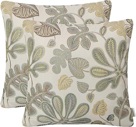 Mika Home Set of 2 Jacquard Tropical Leaf Pattern Throw Pillow Covers Decorative Pillowcase 20X20... | Amazon (US)