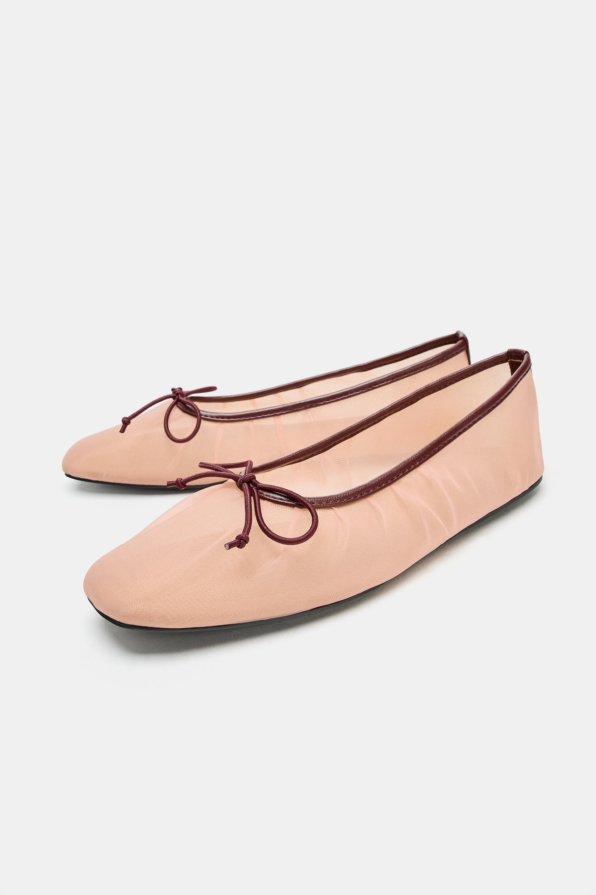 MESH BALLERINA FLATS WITH BOW | Zara UK