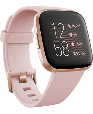 Fitbit Versa 2 Rose Elastomer Strap Touchscreen Smart Watch 39mm & Reviews - Macy's | Macys (US)