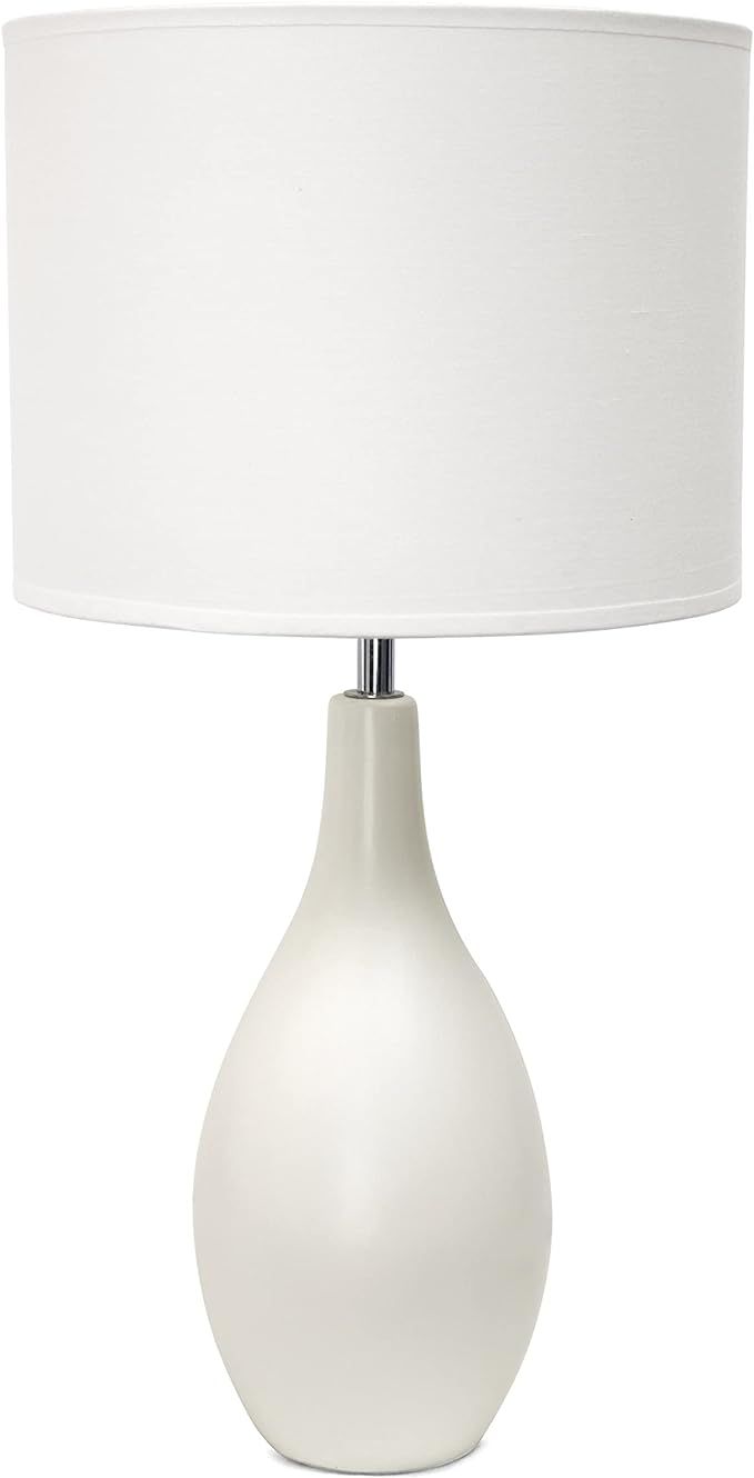 Simple Designs LT2002-OFF Oval Bowling Pin Base Ceramic Table Lamp, Off White | Amazon (US)