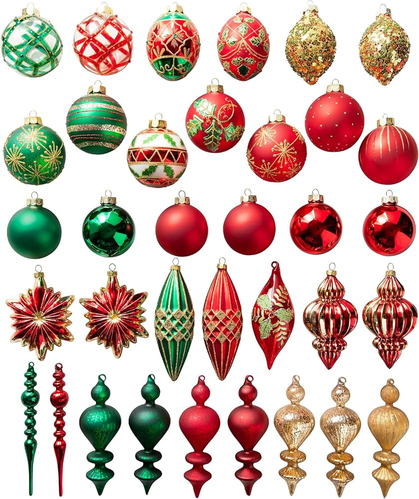 Balsam Hill Christmas Cheer Bauble Set - Old-World Holiday Treasures Vintage Ornaments, 35 Pieces... | Amazon (US)