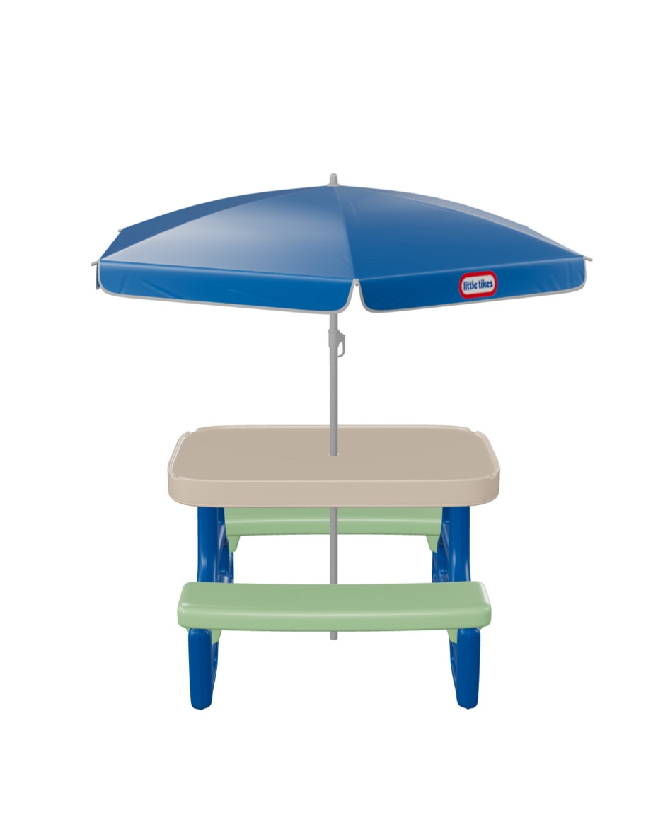 Provide kids with a fun place to sit at or work on crafts with this colorful Little Tikes Easy Store Jr. Play Table. It is constructed of thick, durable plastic and features a stylish umbrella that provides UV protection from the harmful rays of the sun. This Little Tikes play table seats up to four children and has a 50-lb weight capacity per bench. Additional features include a lever handle on the umbrella that allows it to be easily raised or lowered by small hands. It provides a no-tool setup and take down and is suitable for indoor and outdoor use for added convenience. Pair it with additional Little Tikes play sets, which are sold separately, to add to the fun. Recommended for kids age 18 months to 5 years old, this play table with umbrella is ideal for picnics and birthday parties.
PICNIC IN THE YARD: This kids picnic table with umbrella is just the right size for toddlers. The portable design requires no tools – just fold and go.
HANDY STORAGE - Includes two cup holders in the center of the table, plus a multi-purpose condiment/crayon tray.

#LTKGiftGuide #LTKKids #LTKFamily