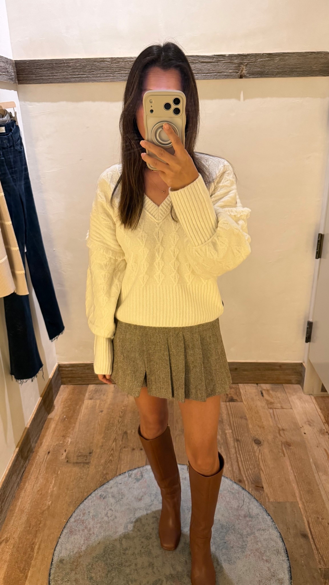 Transitional outfit perfection — the cable knit sweater, pleated skirt, and knee-high boots you’ll wear on repeat. Linked every piece for you! 

#LTKStyleTip #LTKFindsUnder100 #LTKSeasonal