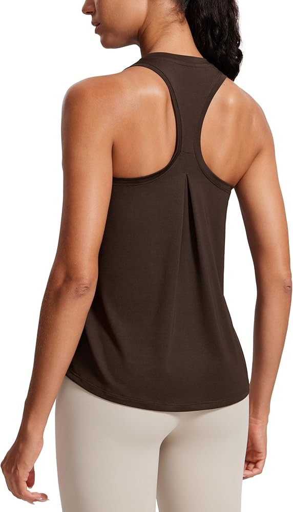 CRZ YOGA Womens Racerback Yoga Tank Tops High Crewneck Soft Casual Workout Sleeveless Flowy Shirt... | Amazon (US)