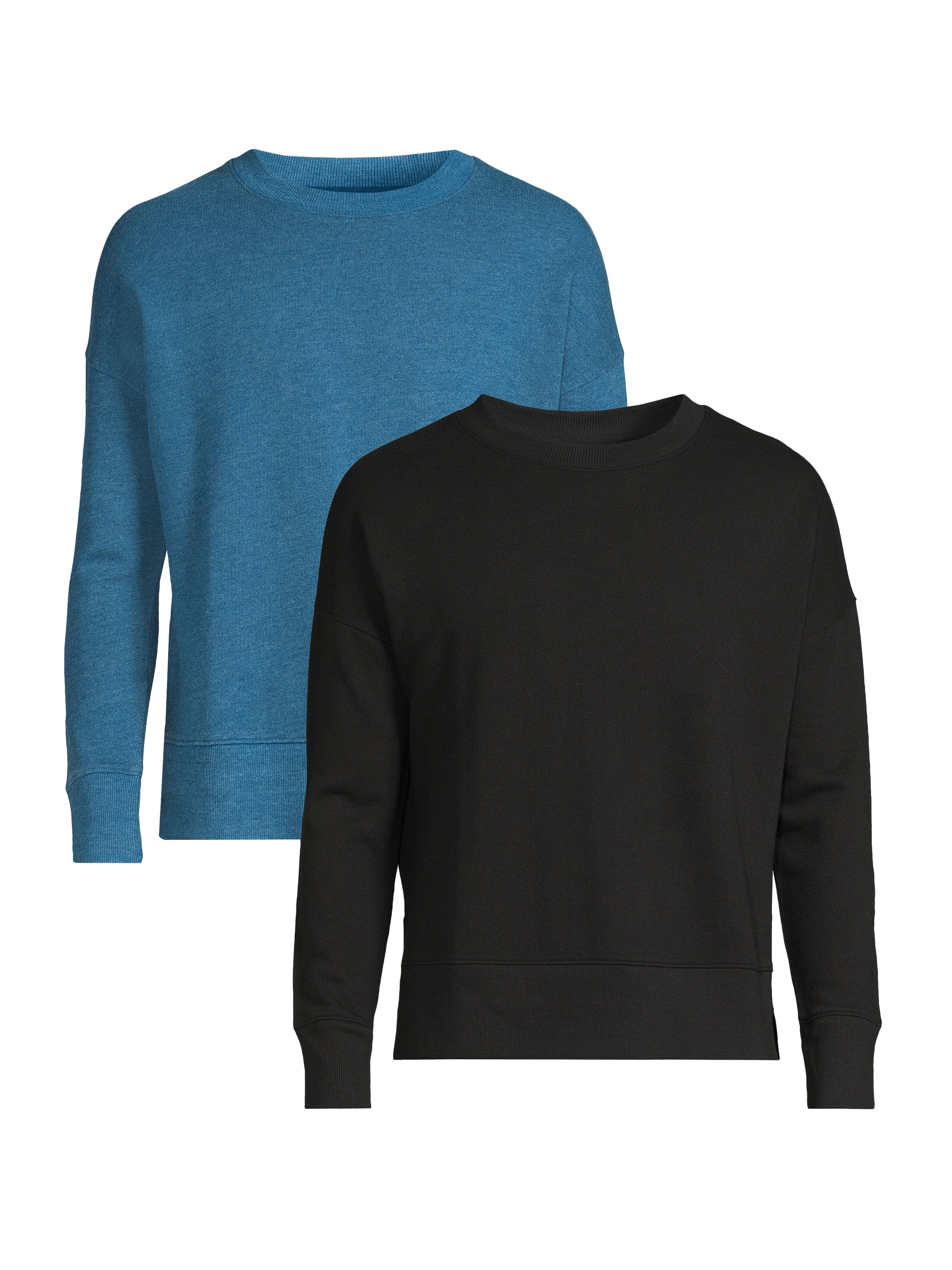 Time and Tru Women's Crewneck Sweatshirt with High-Low Hem, 2-Pack, Sizes XS-XXXL | Walmart (US)