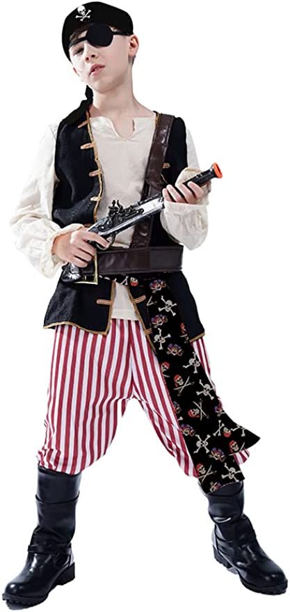 KalcyKizz Boys Pirate Costume for Kids Halloween Cosplay Clothing | Amazon (US)