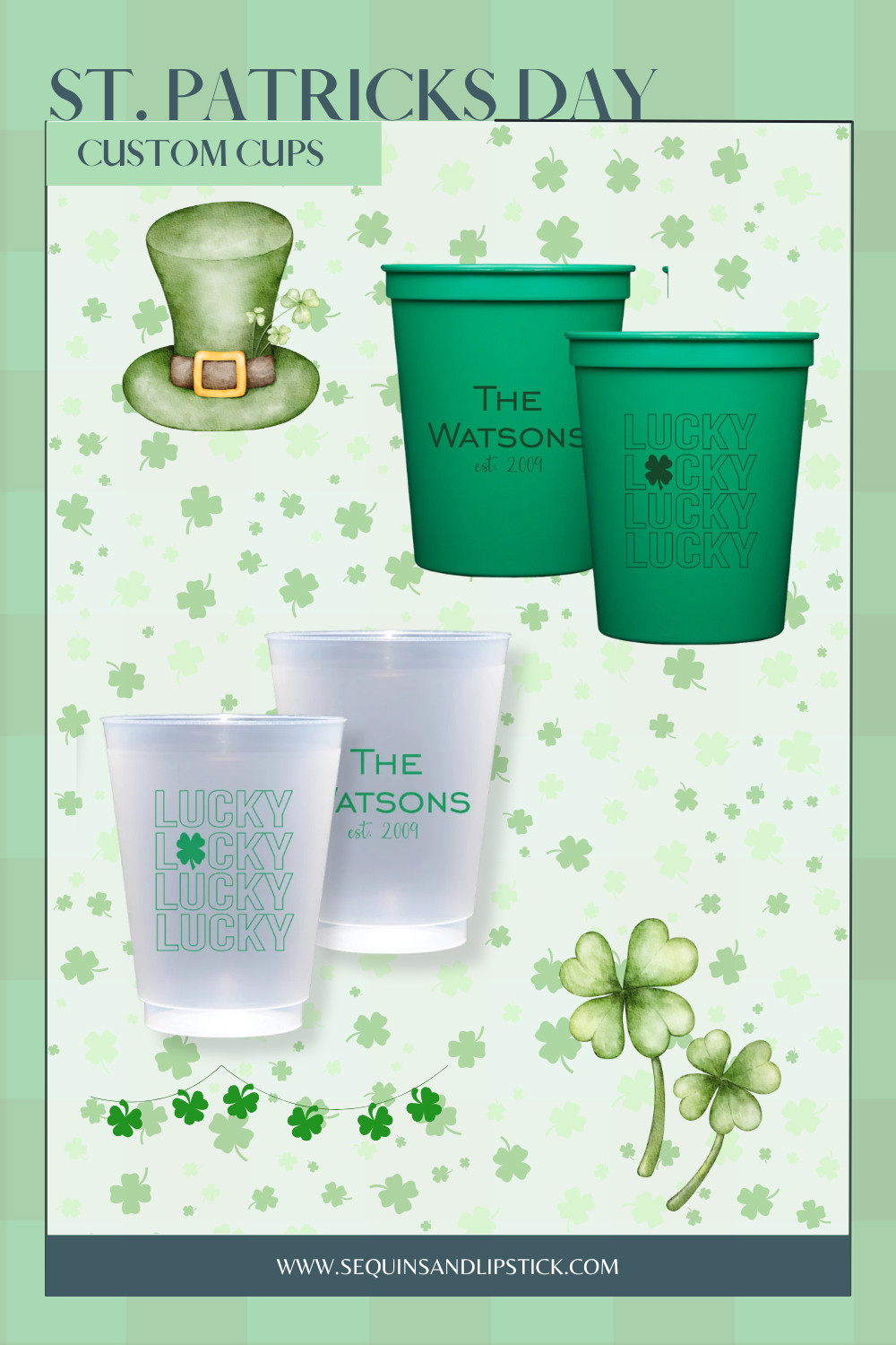 Celebrate St. Patrick’s Day in style with personalized party cups. Perfect for shamrock-filled celebrations, family gatherings, and festive entertaining, these custom cups add a lucky touch to every sip. 

 #LTKSeasonal