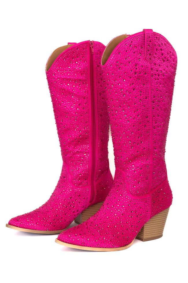 June Fuchsia Rhinestone Boot | Pink Lily