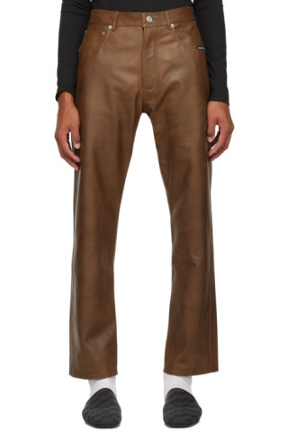 VTMNTS - Brown 5-Pocket Leather Pants | SSENSE