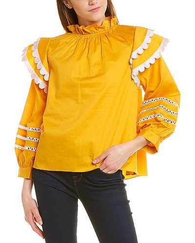 Cynthia Rowley Elia Scallop Embroidered Top | Ruelala