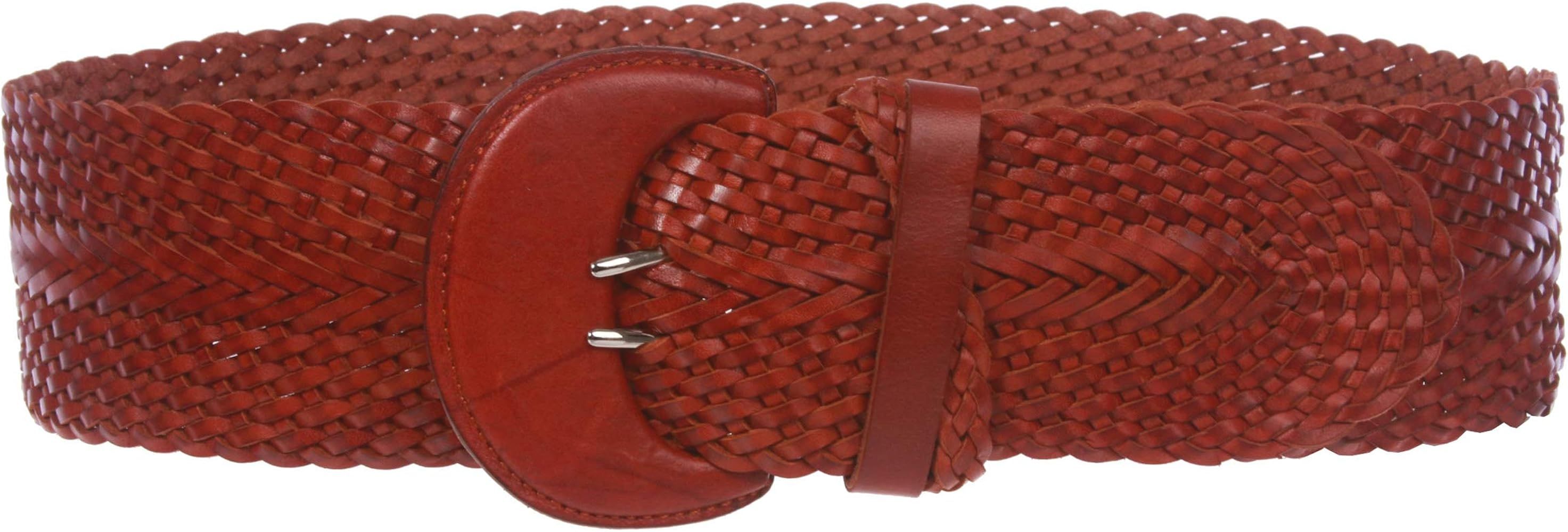 beltiscool Women's High Waist Braided Woven Full Grain Leather Belt | Amazon (US)