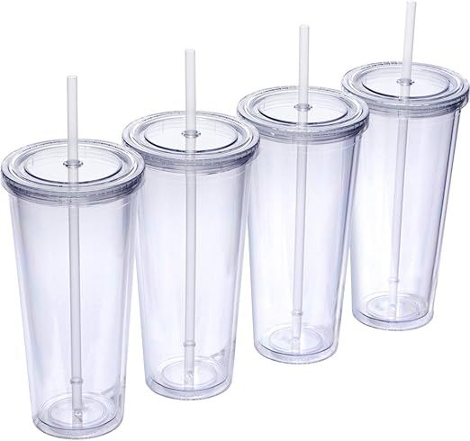 Zephyr Canyon 24 oz Double Wall Plastic Tumblers with Lids and Straws | Large Classic Travel Tumb... | Amazon (US)