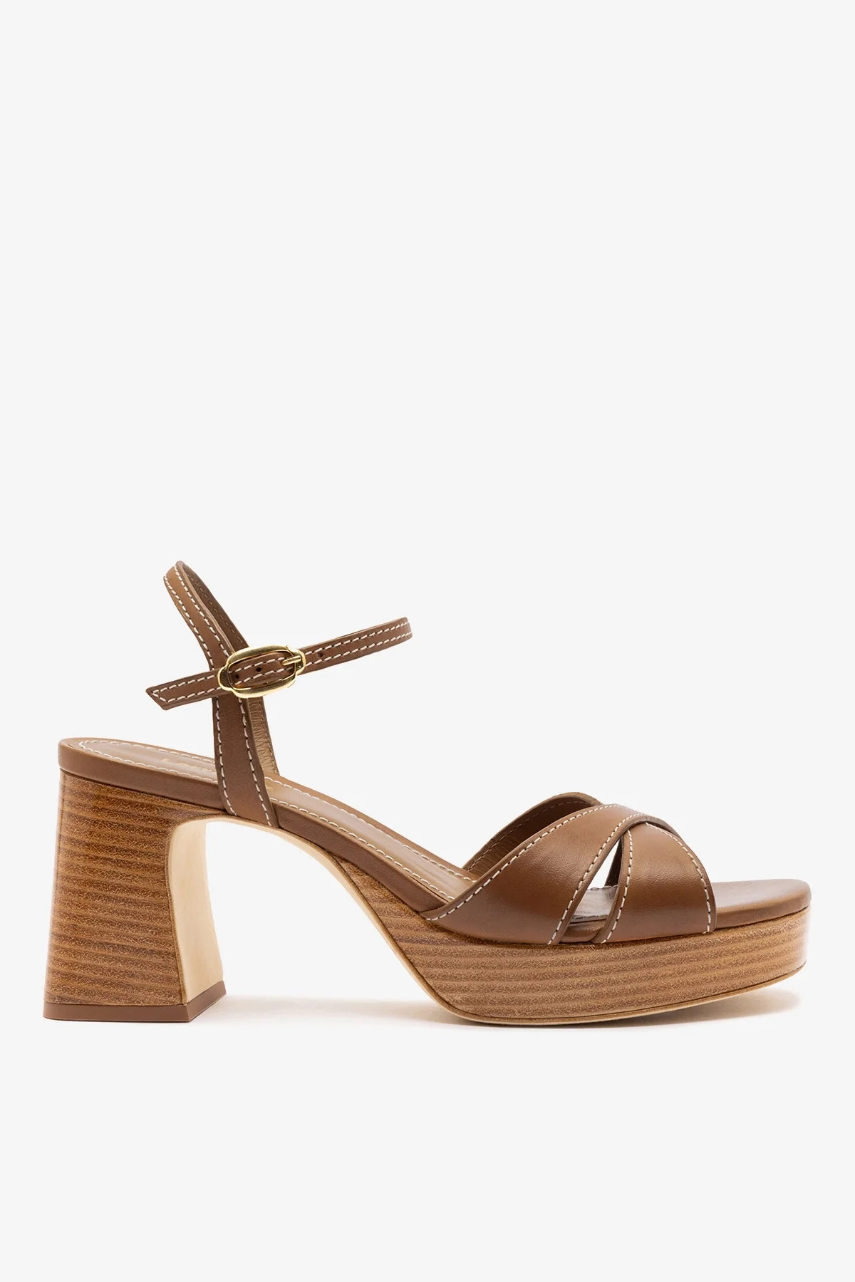 Bianca Low Sandal Caramel Leather | Larroude