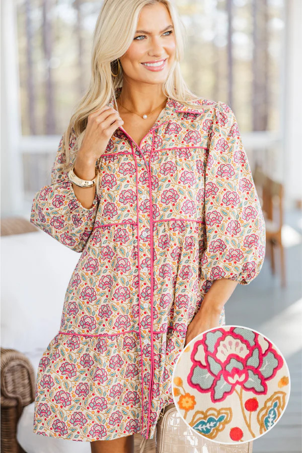 On Your Way Magenta Medallion Babydoll Dress | The Mint Julep Boutique