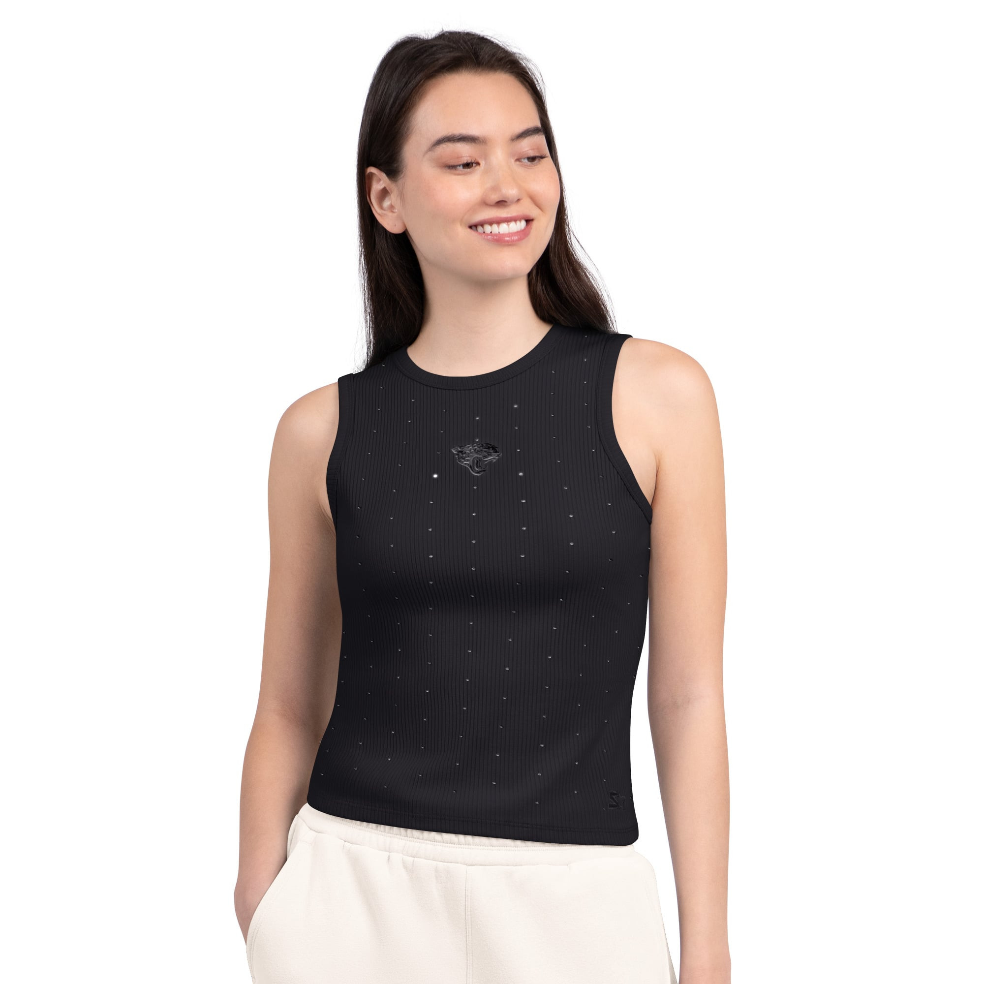 Jacksonville Jaguars Starter Women's Rhinestone Sprinkle Ribbed Tank - Black | Fanatics