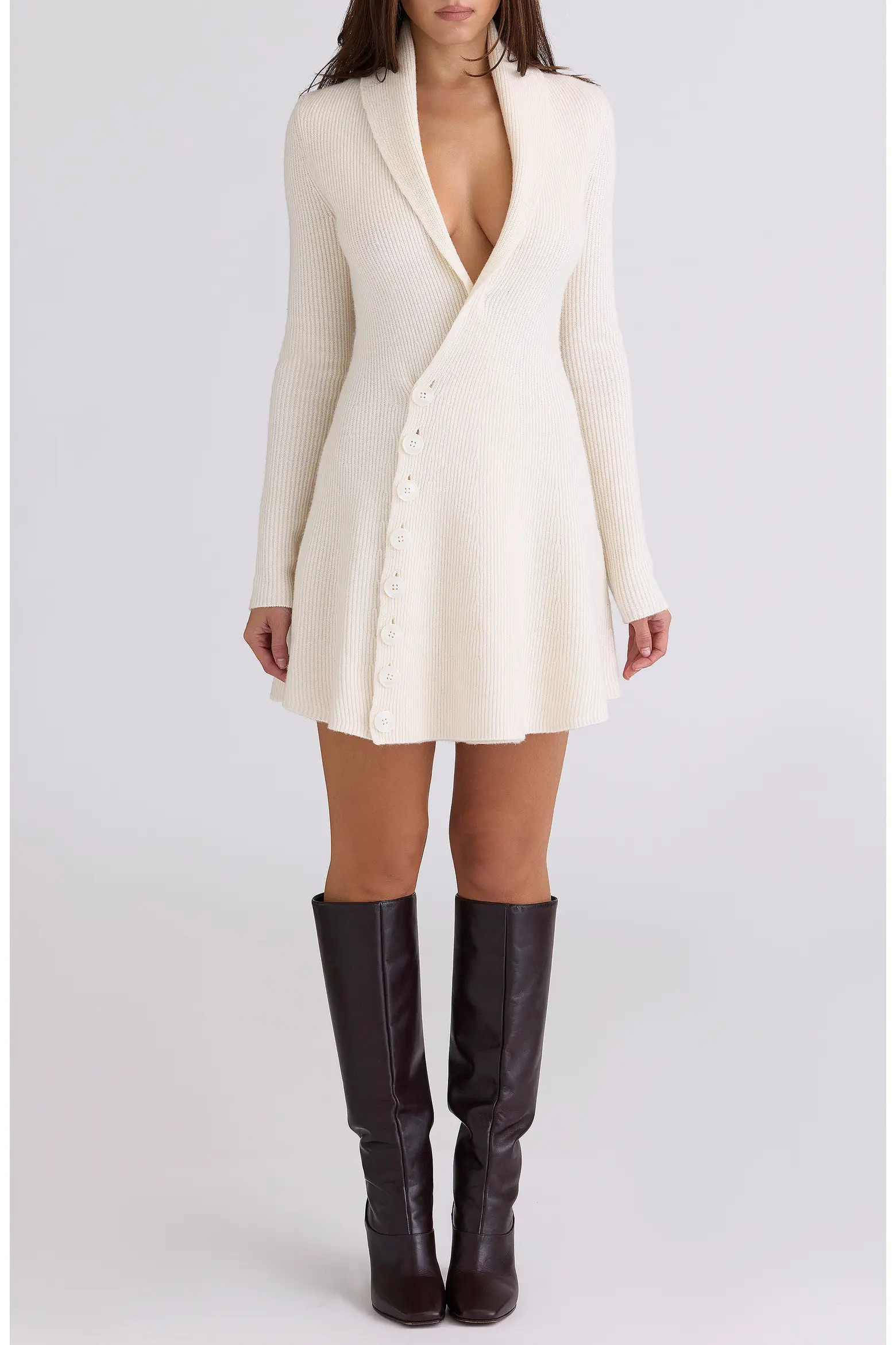 HOUSE OF CB Ayla Plunge Neck Rib Knit Sweater Dress (Women) | Nordstrom | Nordstrom