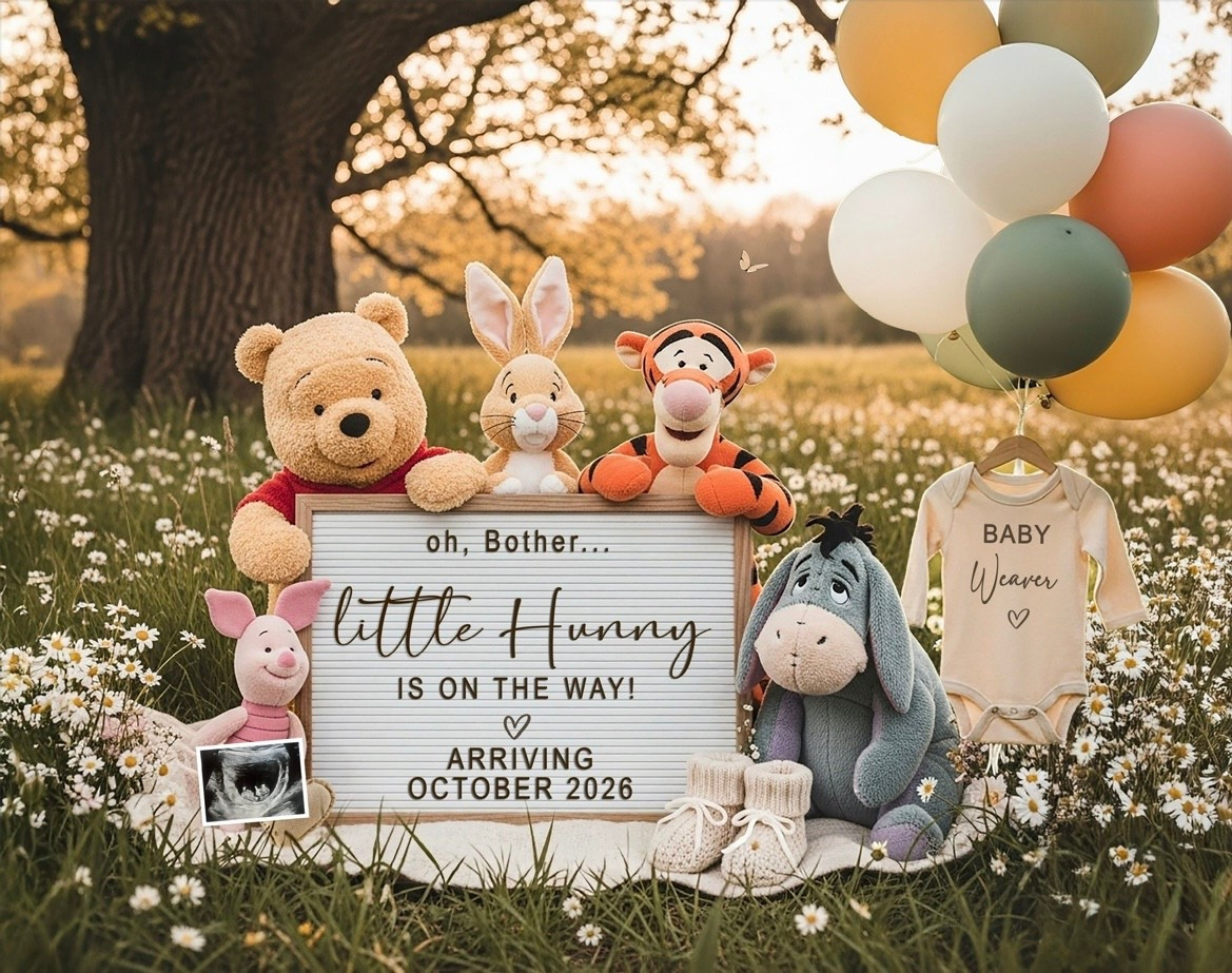 Cutest little babe announcement 🤍 #babyannouncement #winniethepooh

#LTKBaby