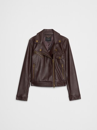 Vegan Leather Cropped Moto Jacket | Banana Republic Factory