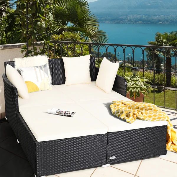 52" Wide Outdoor Wicker Patio Daybed with Cushions | Wayfair North America