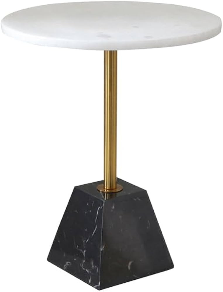 Amazon.com: First of a Kind Angela Modern Marble Black & White Poke Side Table With Gold Base- Ma... | Amazon (US)