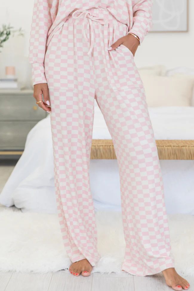 Angelic Aura Pink Checkered Pajama Pants DOORBUSTER | Pink Lily