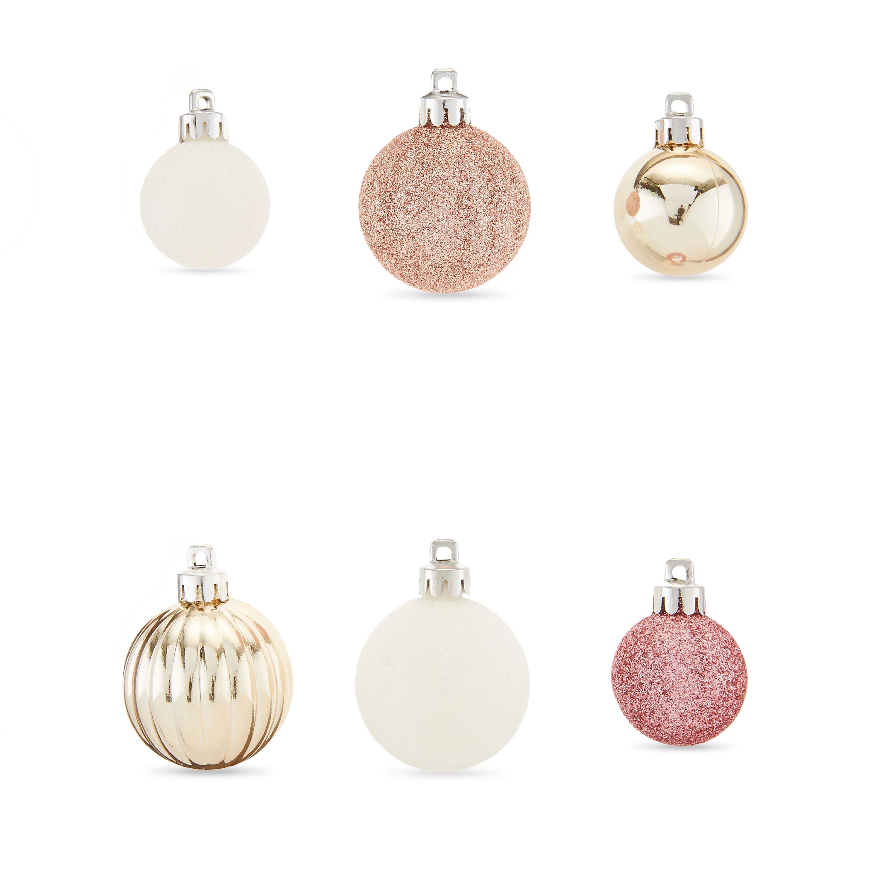 Mini Champagne, Blush & White Shatterproof Christmas Ornaments, 20 Count, by Holiday Time | Walmart (US)