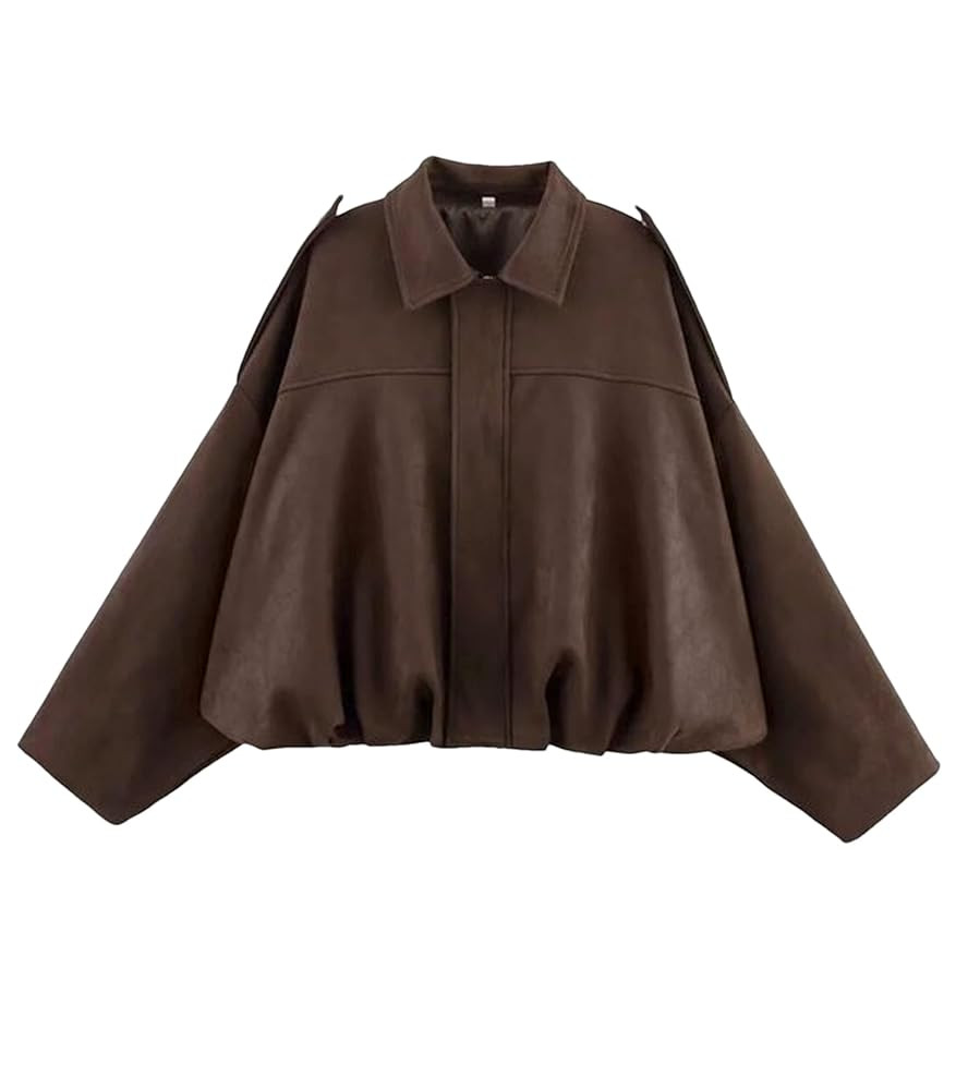 Womens Faux Suede Bomber Jacket Casual Lapel Pilot Cropped Coat Oversized Motorcycle Jackets 2025... | Amazon (US)