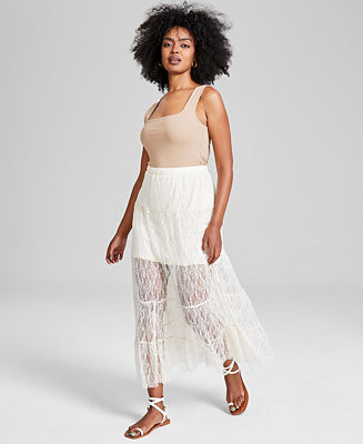 And Now This Women's Pull-On Tiered Lace Maxi Skirt, Created for Macy's  - Macy's | Macy's