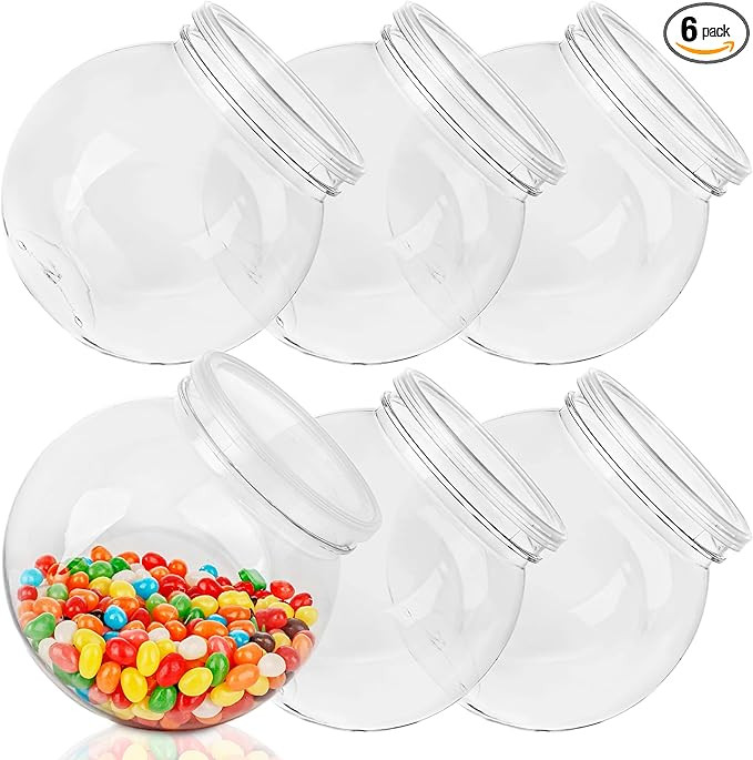 6 Pcs Clear Slanted Candy Jar Candy Containers Plastic Slanted Candy Organizer for Kitchen Counte... | Amazon (US)