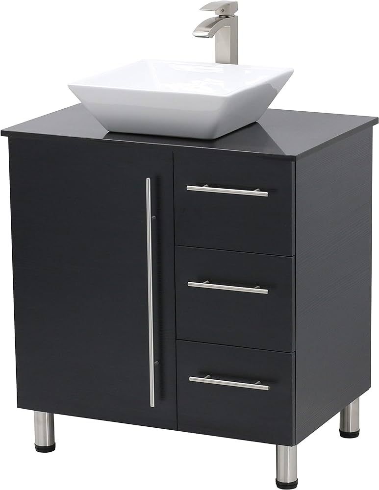 Amazon.com: WINDBAY 30" Freestanding Bathroom Vanity, Black. Black Flat Stone Countertop : Tools ... | Amazon (US)