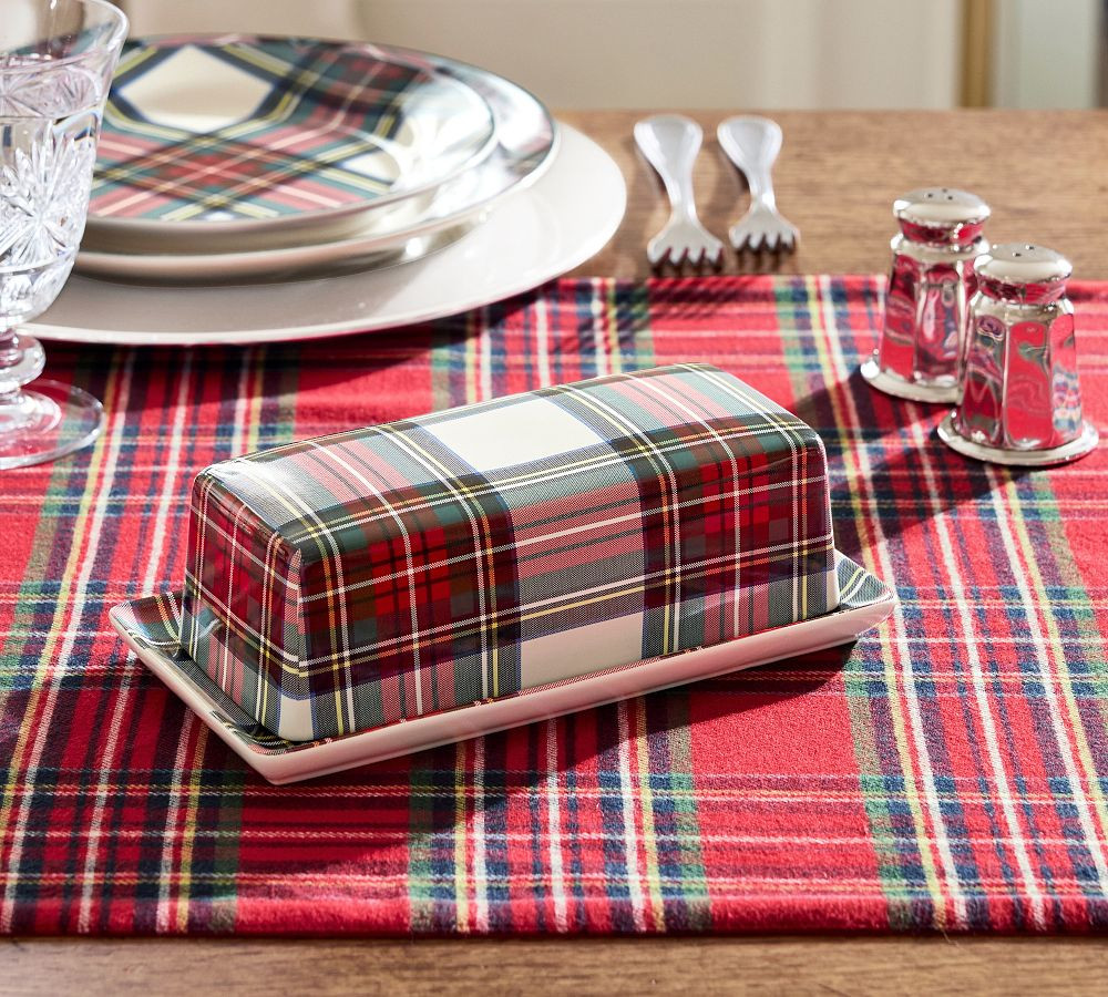 Stewart Plaid Stoneware Butter Dish | Pottery Barn (US)