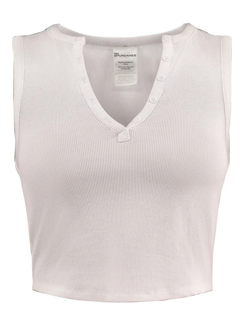 No Boundaries Rib Henley Tank, Women's | Walmart (US)