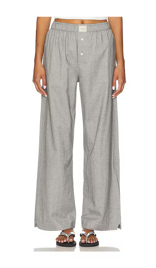 La Boxer Alta Flannel Pant in Light Grey Herringbone | Revolve Clothing (Global)