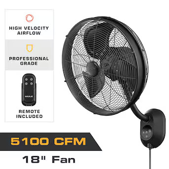 MULE 18-in Oscillation Indoor or Outdoor Black Wall Mounted Fan | Lowe's