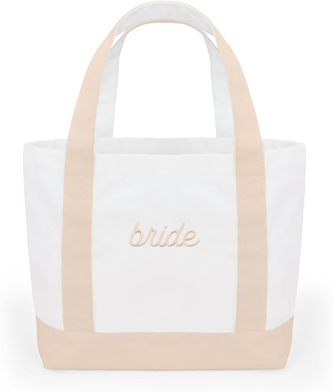 xo, Fetti Neutral Bride Tote Bag | Beige Bachelorette Party Decorations, Cute Bride To Be Accesso... | Amazon (US)
