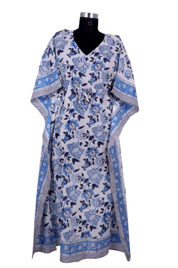 Indian Tunic Beach Maxi Poncho Dress Woman's hand Block | Etsy | Etsy (US)