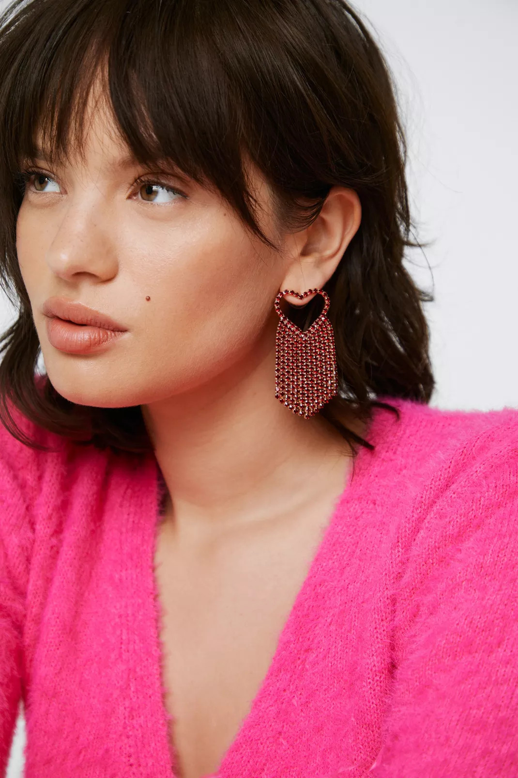 Diamante Heart Statement Earrings | Nasty Gal (US)