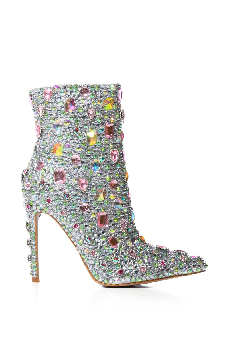 ARNICA-PINK JEWELED STILETTO BOOTIE | Azalea Wang
