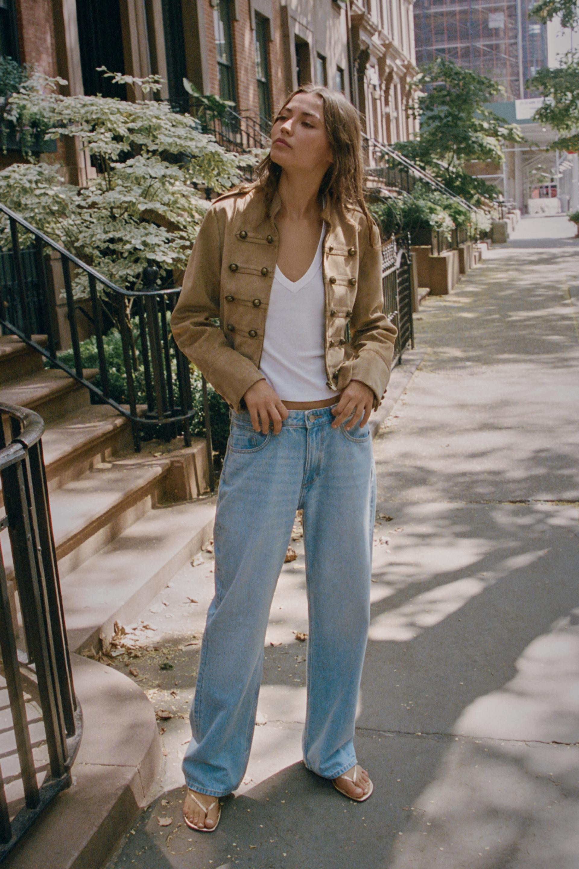 Zara - Faux Suede Frog Fastening Jacket - Taupe Brown - Xs - Woman | Zara US
