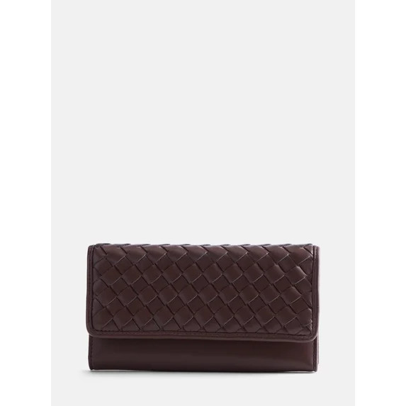 Scenario Women's Woven Faux Leather Clutch Wallet, Warm Chocolate | Walmart (US)