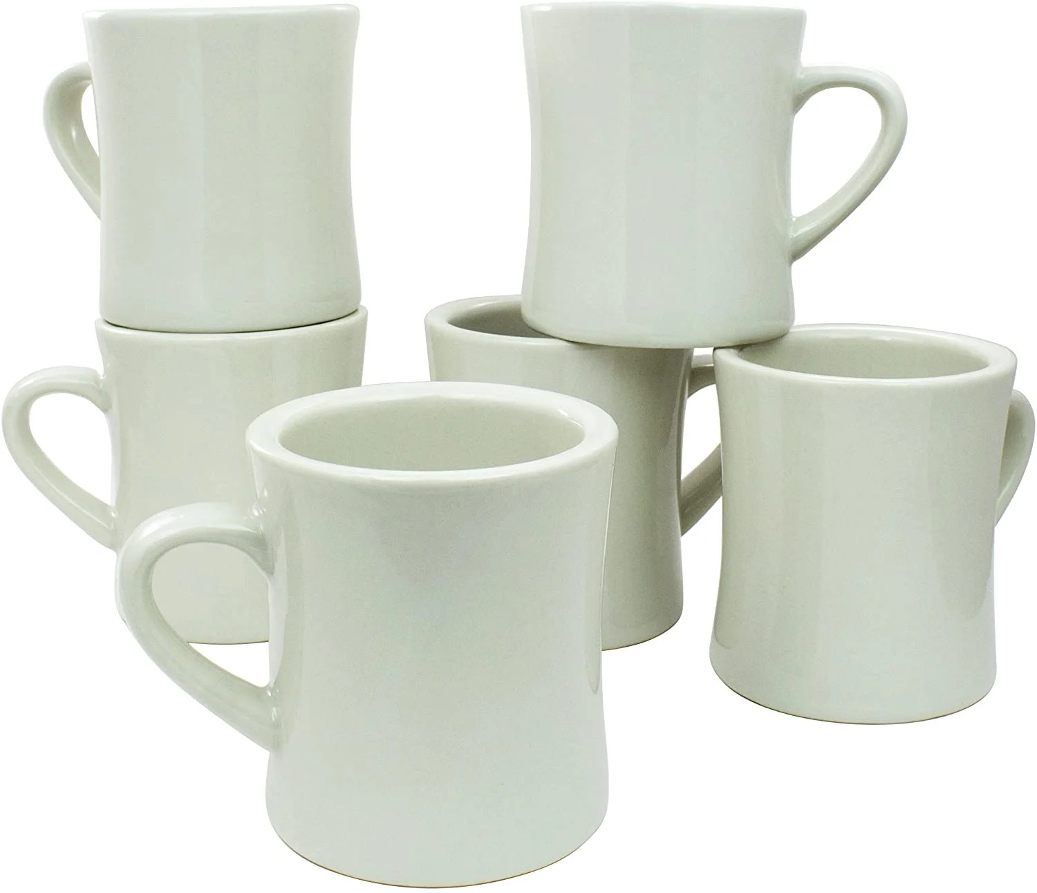 COLETTI Diner Coffee Cups Set of 6, Ceramic White Mugs for Retro Kitchen | Walmart (US)