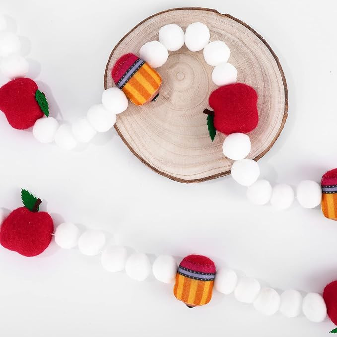 Whaline Back to School Felt Banner Apples Pencil Garland 7.2 Feet Welcome Back Hanging Banner Cla... | Amazon (US)