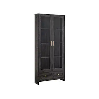 Home Source Display Storage Cabinet in Black with Glass Doors | The Home Depot