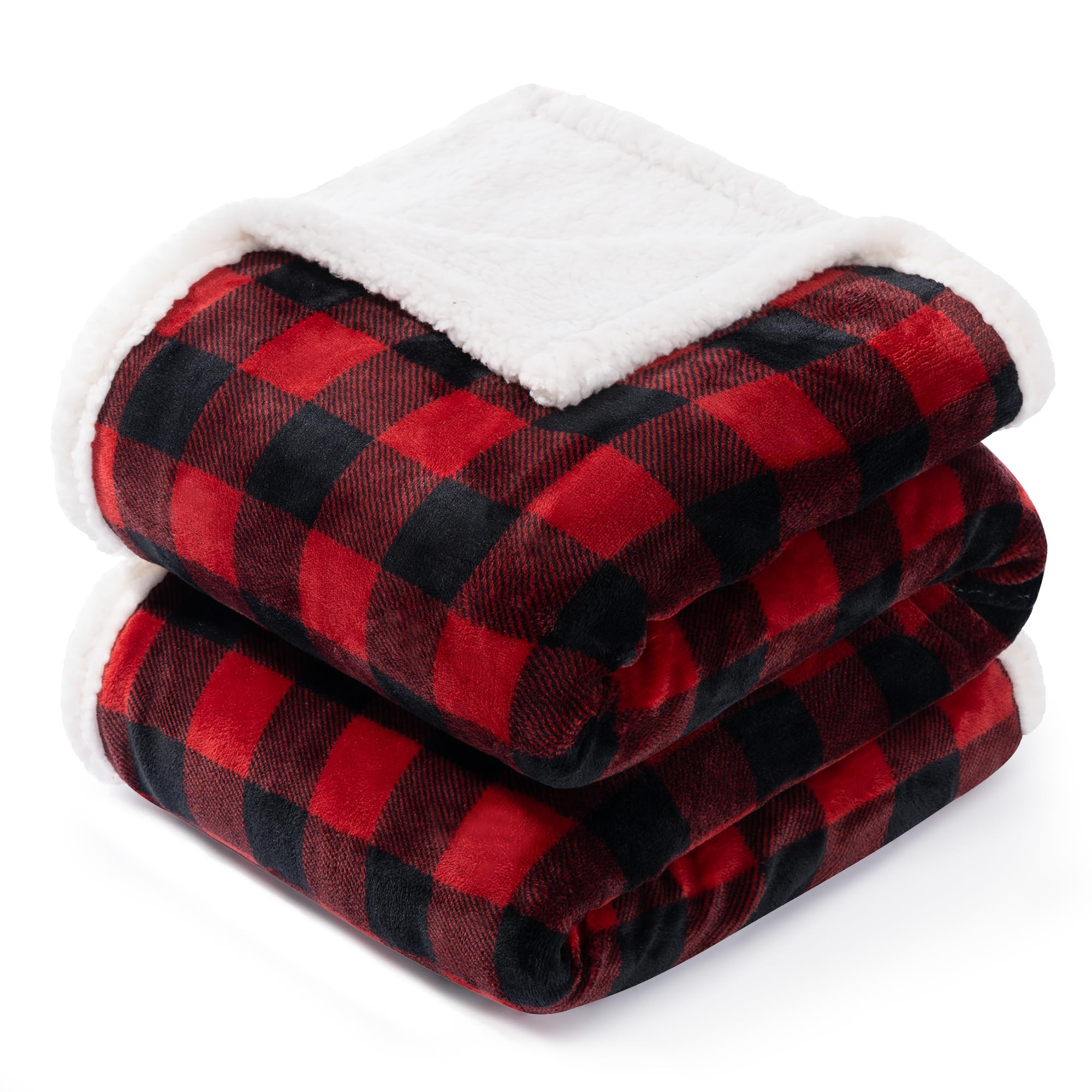 BEAUTEX Sherpa Fleece Flannel Blanket Twin Size, Super Soft Warm Buffalo Plaid Plush Microfiber B... | Amazon (US)