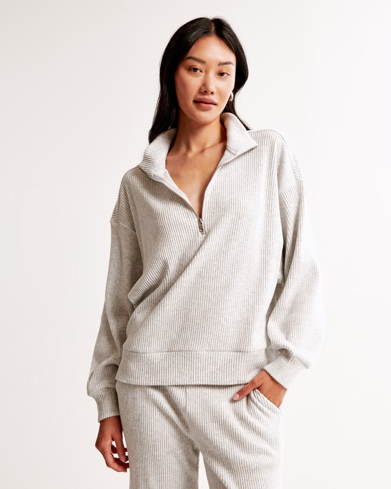Women's Lounge Brushed Rib Half-Zip | Women's Sleepwear & Loungewear | Abercrombie.com | Abercrombie & Fitch (UK)