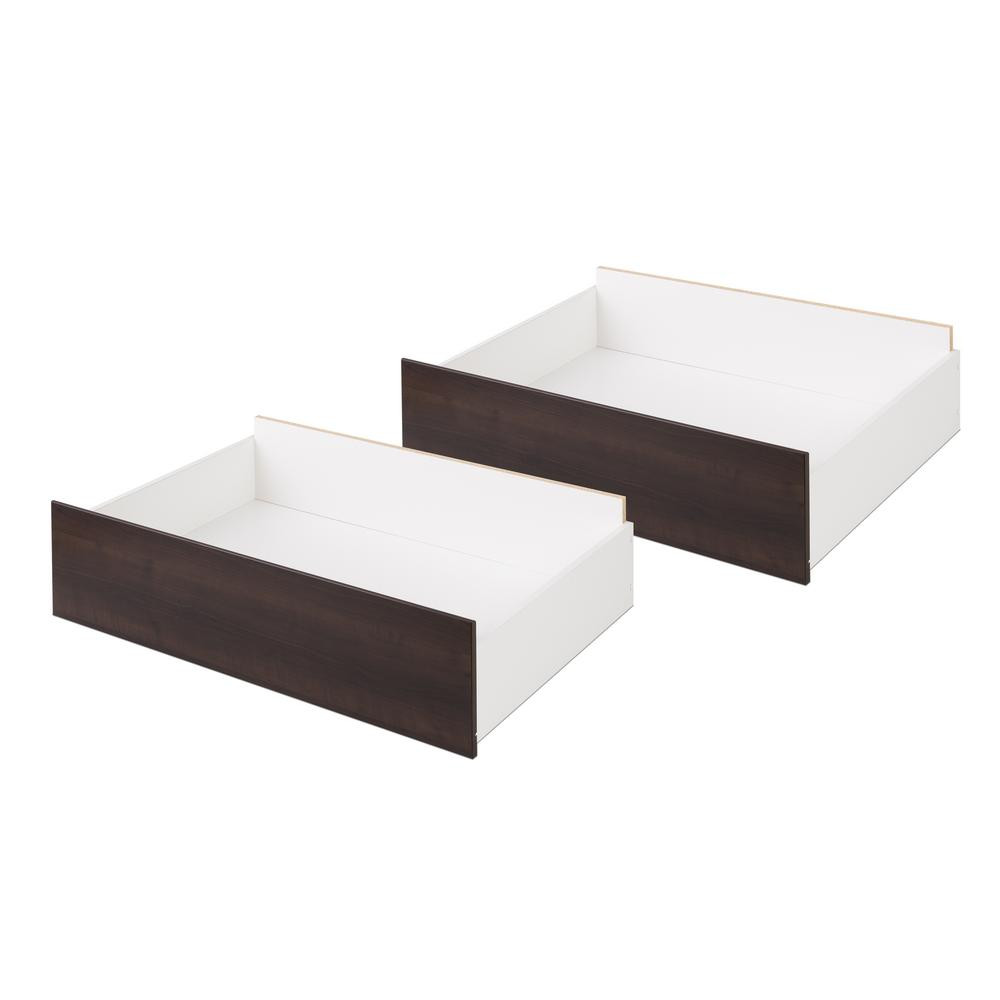 Prepac Select Espresso Queen/King Storage Drawers on Wheels (Set of 2), Brown | The Home Depot