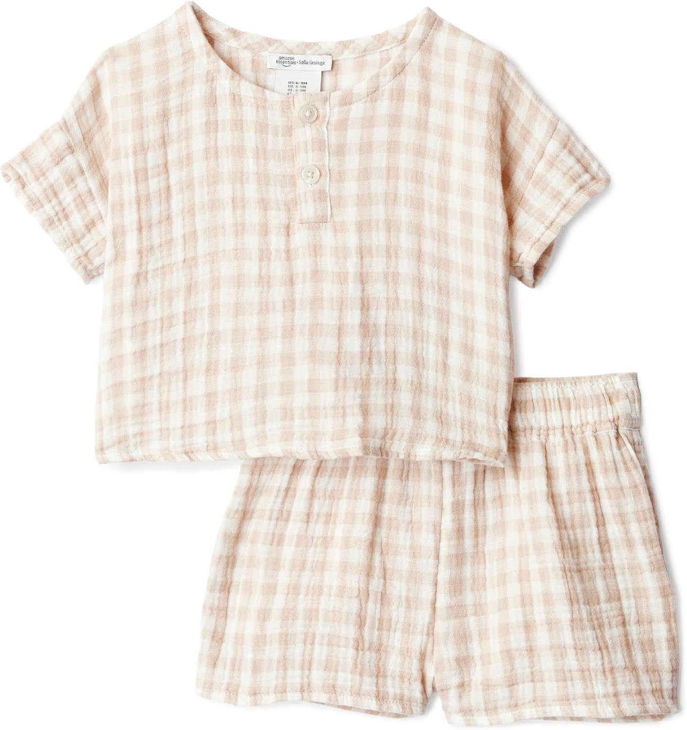 Amazon Essentials x Sofia Grainge Unisex Toddlers' and Babies Cotton Gauze Shirt & Shorts Play Set | Amazon (US)