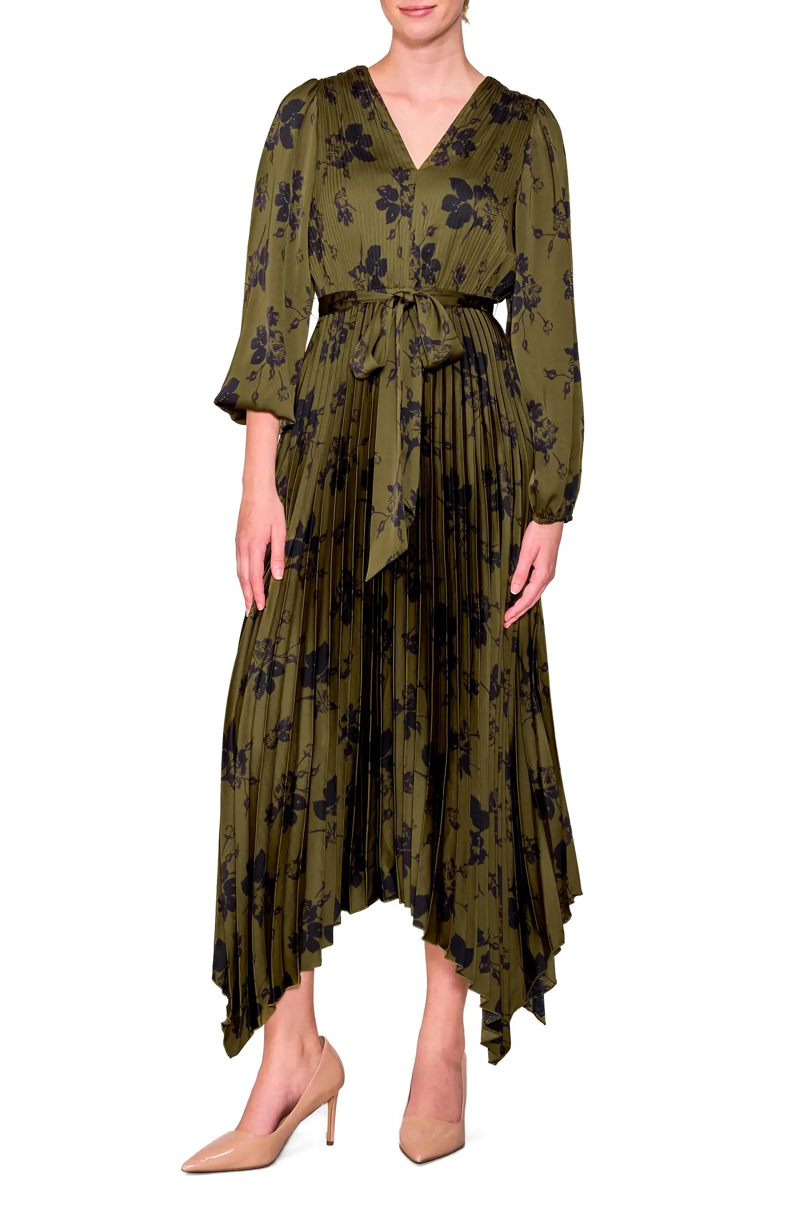 Pleated Asymmetrical Maxi Dress | Nordstrom Rack