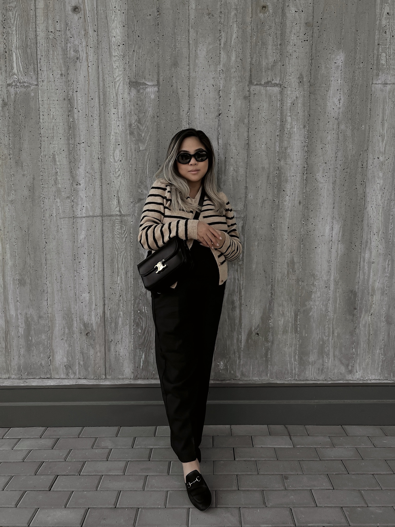 Striped cardigan & black trousers with Celine triomphe bag and sunglasses. 🖤

#LTKstyletip #LTKfit #LTKunder50