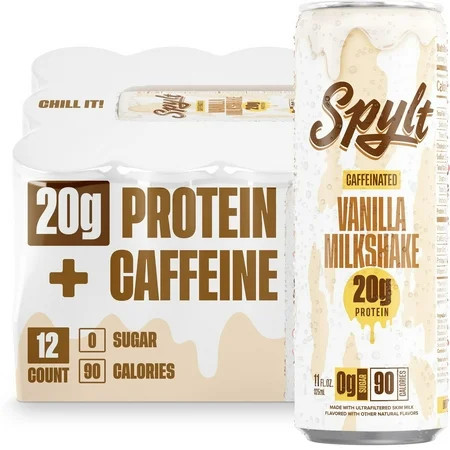 SPYLT High Protein Milk, 60 mg Caffeine, 20g Protein, Sugar and Lactose Free, Vanilla, 11 oz, 12 Count | Walmart (US)